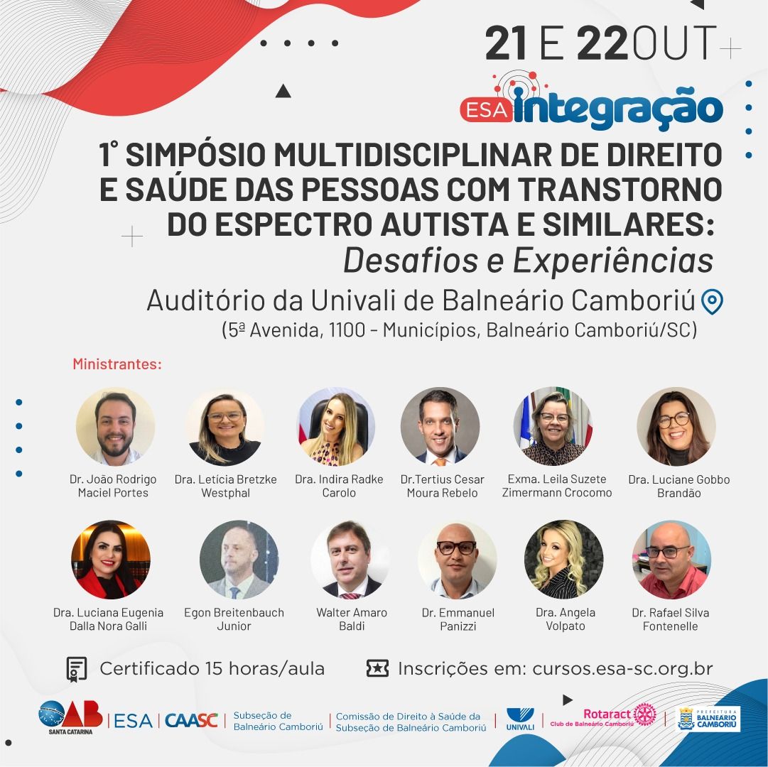 1º Simpósio Multidisciplinar de Direito e Saúde das pessoas com transtorno do Espectro Autista e Similares: Desafios e Experiências 1º Simpósio Multidisciplinar de Direito e Saúde das pessoas com transtorno do Espectro Autista e Similares: Desafios e Experiências